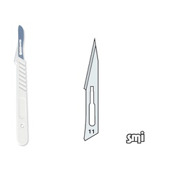 [ZBD11] Kirurgin veitset (kertakäyttö - 10 kpl) muovikahva - terä N° 11